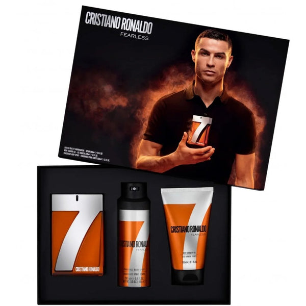 Cristiano Ronaldo CR7 Fearless Gift Set: 100ml EDT Spray - Shower Gel 150ml - Body Spray 150ml