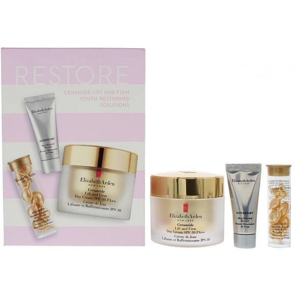 Elizabeth Arden Restore Gift Set: Ceramide SPF 30 PA++ Day Cream 50ml + Serum Capsules 7pcs + Superstart Booster 5ml