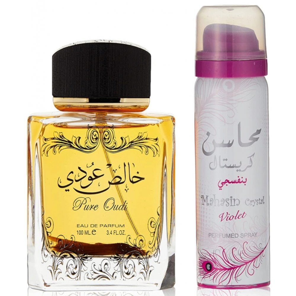 Lattafa Pure Oudi Gift Set 100ml EDP Spray + Deodorant Spray 50ml