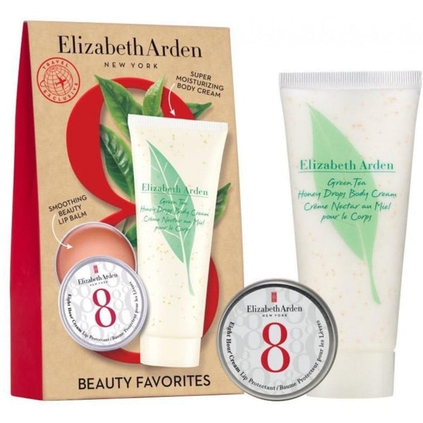 Elizabeth Arden 8 Hour Set: Green Tea Honey Drops Body Cream 100ml + Eight Hour Cream Lip Protectant In Tin 13ml