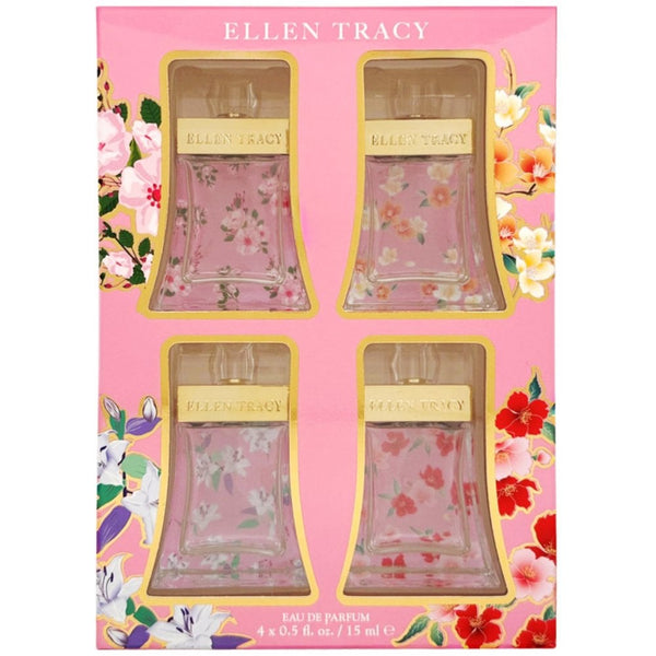 Ellen Tracy Classic Florals Pink Coffret 4 Piece Gift Set: EDP Dashing 15ml - EDP Sparkling 15ml - EDP Luminous 15ml - EDP Bloom 15ml