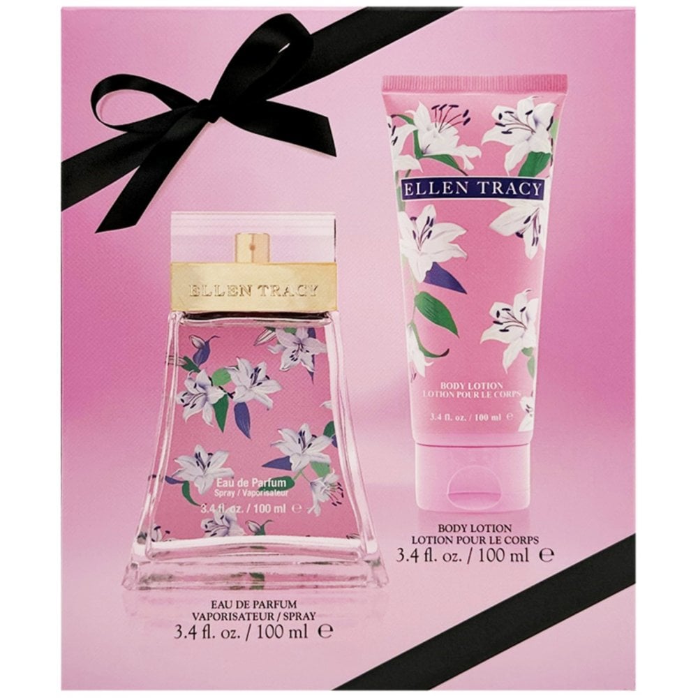 Ellen Tracy Classic Florals Pink Sparkling Photobox Gift Set 100ml EDP Spray - Body Lotion 100ml