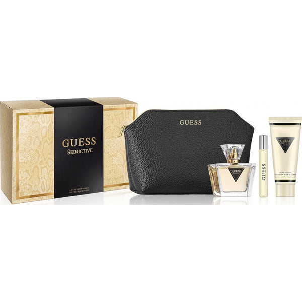 Guess Seductive Gift Set 75ml EDT Spray - Body Lotion 200ml - EDT 15ml - Cosmetic Bag