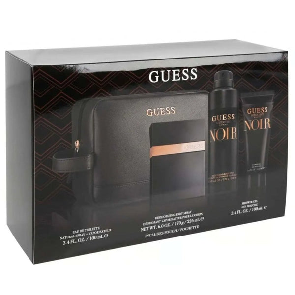 Guess Seductive Homme Noir Gift Set 100ml EDT Spray + SG 100ml + Body Spray 170g + Pouch