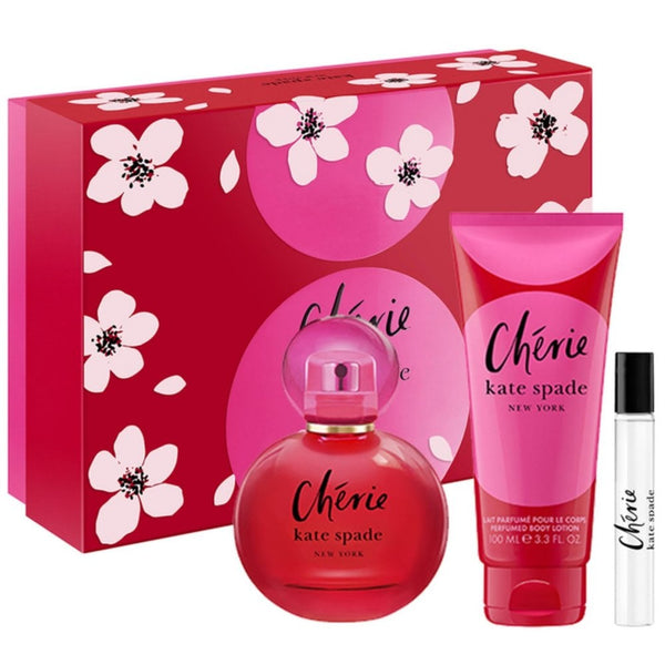 Kate Spade Cherie Gift Set 100ml EDP Spray + 7.5ml EDP + 100ml Body Lotion