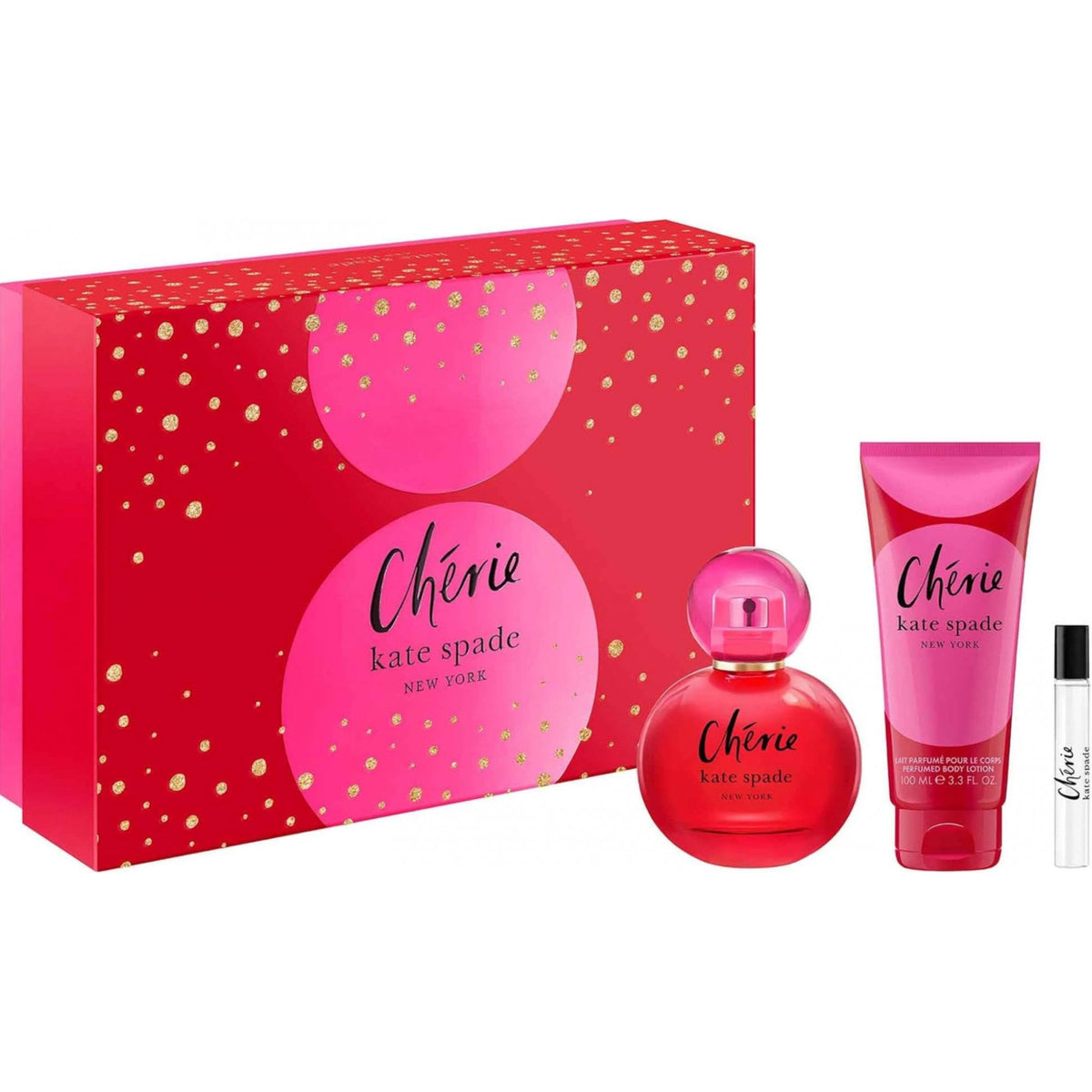 Kate Spade Cherie Gift Set 100ml EDP Spray + 7.5ml EDP + 100ml Body Lotion