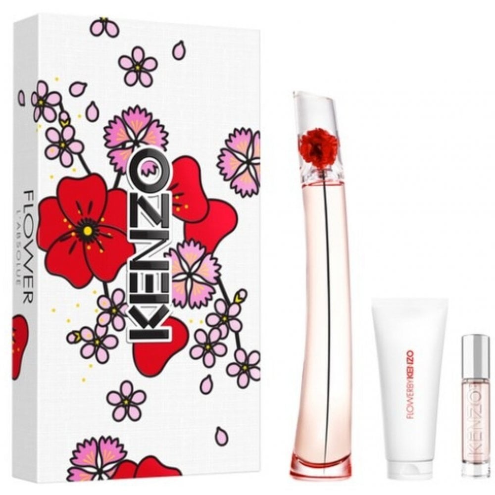 Kenzo Flower L'absolue Gift Set 100ml EDP Spray - EDP 10ml - Body Lotion 75ml