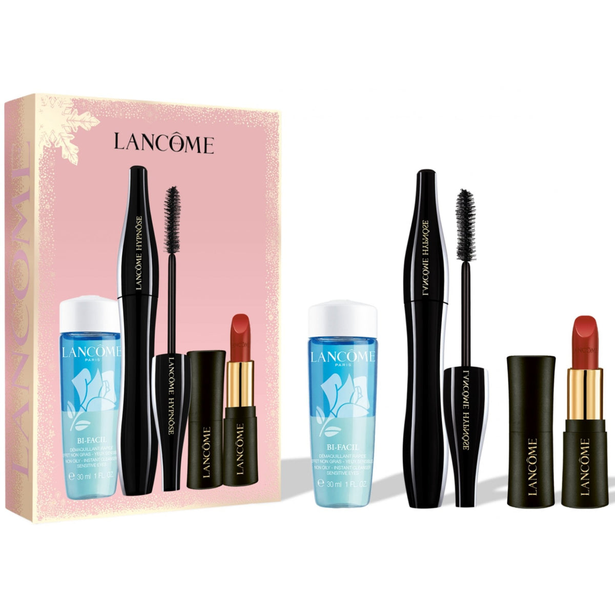 Lancome Mixed Set: HypnÃ´se Mascara No1 Black 6.2ml + Bi-Facil Eye Make-Up Remover 30ml + L'absolu Rouge Mini Lipstick N391
