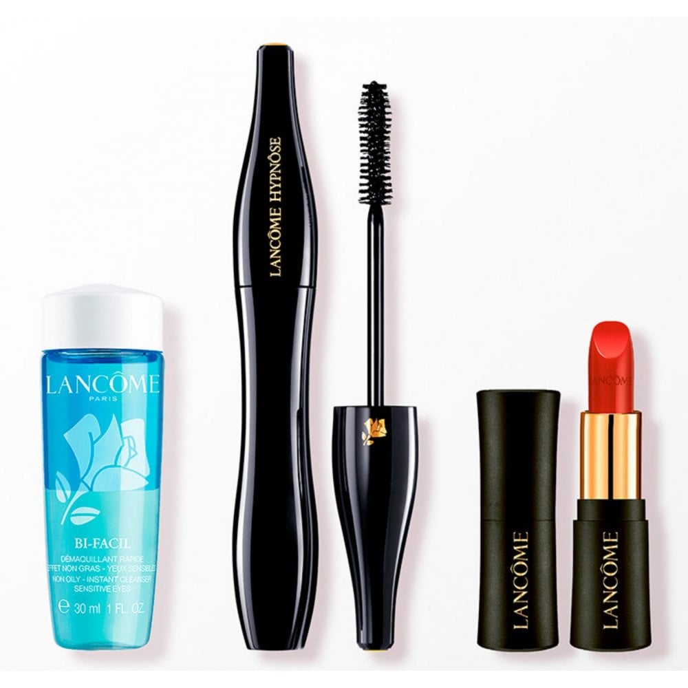 Lancome Mixed Set: HypnÃ´se Mascara No1 Black 6.2ml + Bi-Facil Eye Make-Up Remover 30ml + L'absolu Rouge Mini Lipstick N391