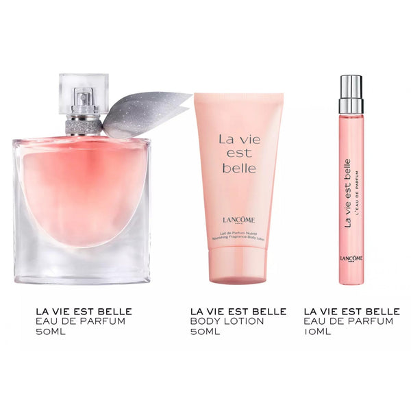 Lancome La Vie Est Belle Gift Set: 50ml EDP + 50ml Body Lotion + 10ml EDP