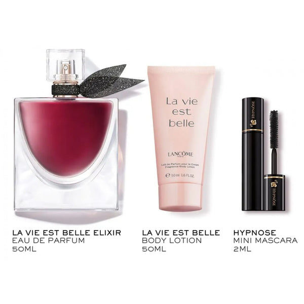 Lancome La Vie Est Belle L'Elixir Set: 50ml EDP Spray + 50ml Body Lotion + 2ml Mascara