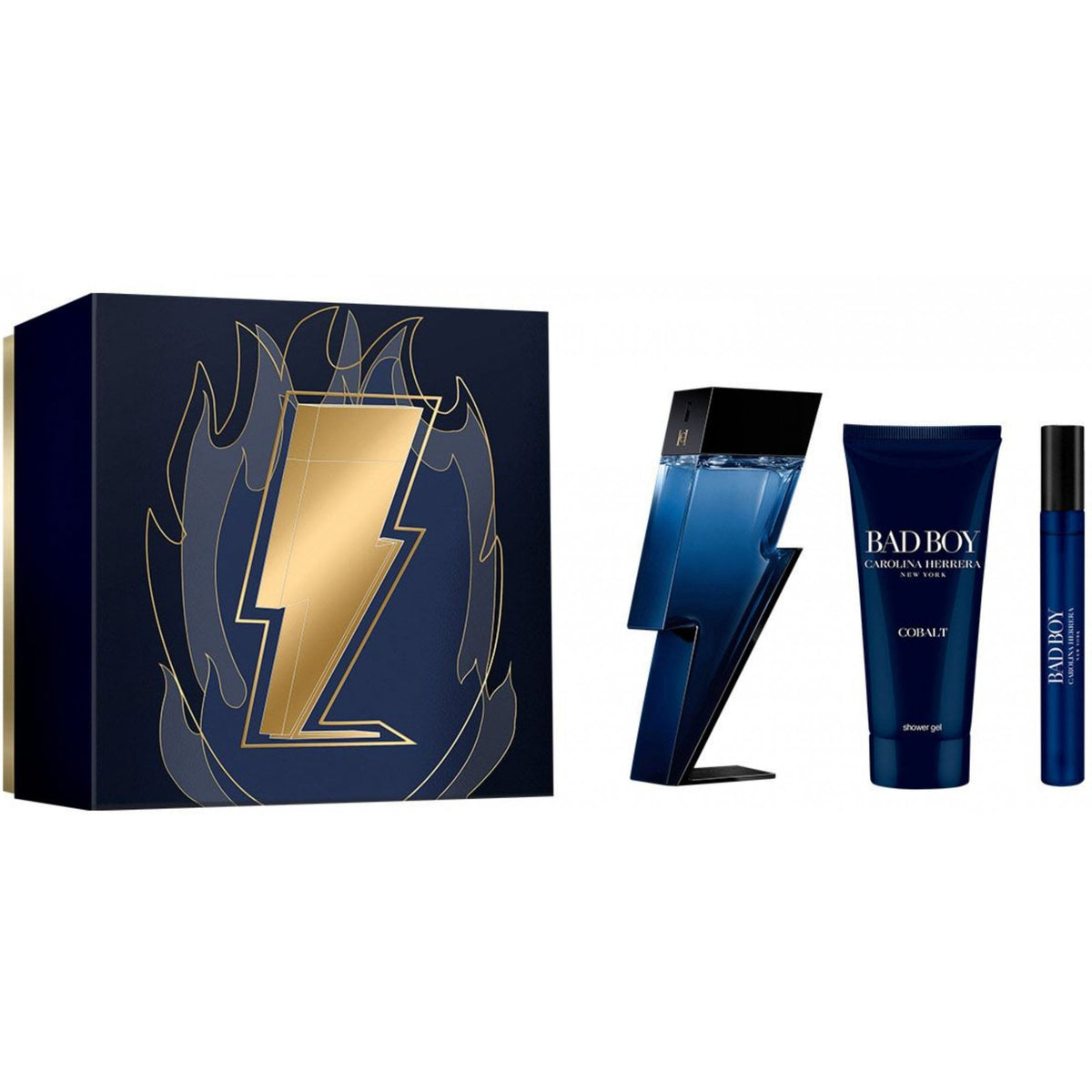 Carolina Herrera Bad Boy Cobalt Giftset EDP Spray 100ml + EDP Spray 10ml + Shower Gel 100ml