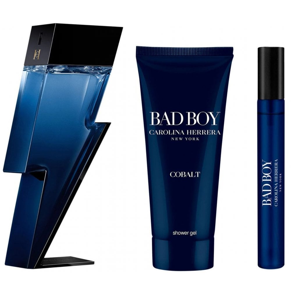 Carolina Herrera Bad Boy Cobalt Giftset EDP Spray 100ml + EDP Spray 10ml + Shower Gel 100ml