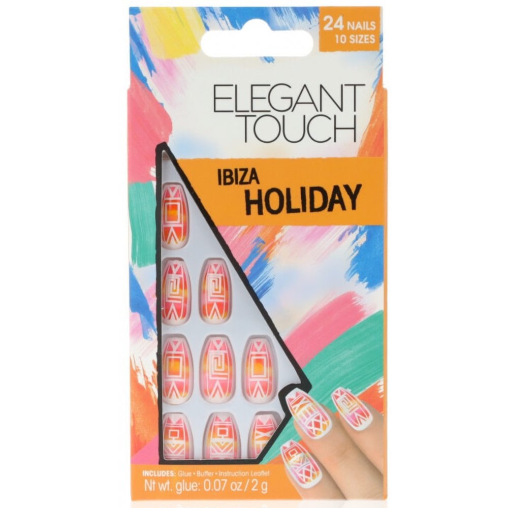 Elegant Touch False Nails X 24 With Glue / Buffer - Ibiza Holiday