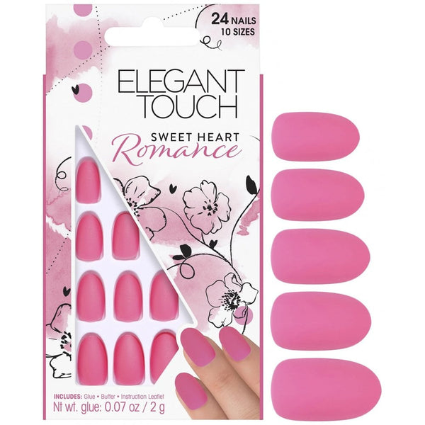 Elegant Touch False Nails X 24 With Glue / Buffer - Sweetheart Romance