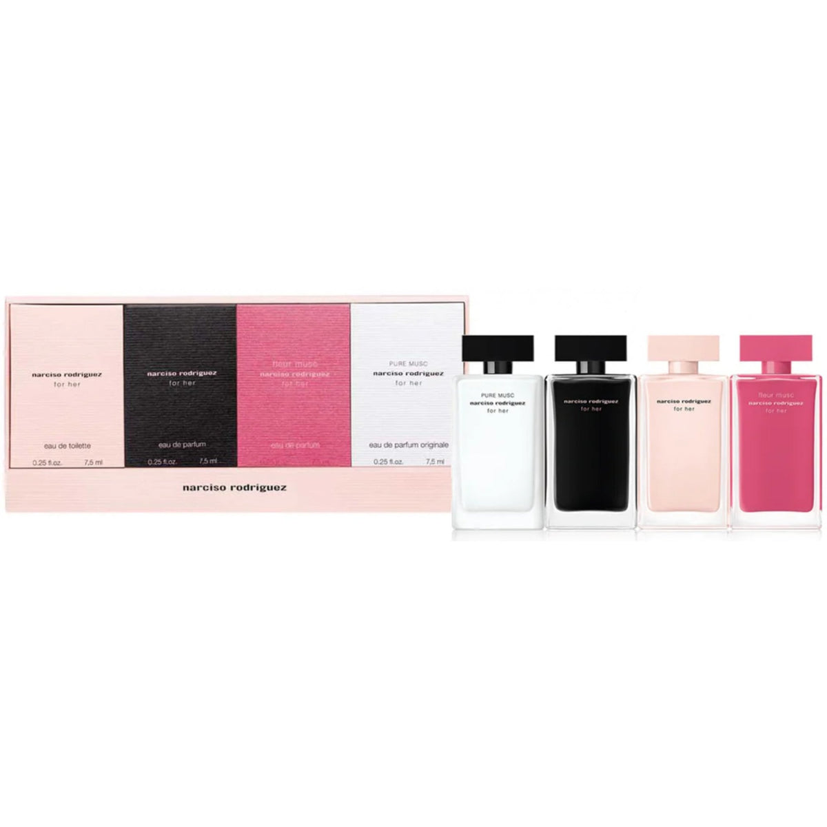 Narciso Rodriguez Coffret Set For Her EDP 7.5ml + For EDT 7.5ml + For Her Pure Musc EDP 7.5ml + For Her Musc Noir Rose EDP 7.5ml