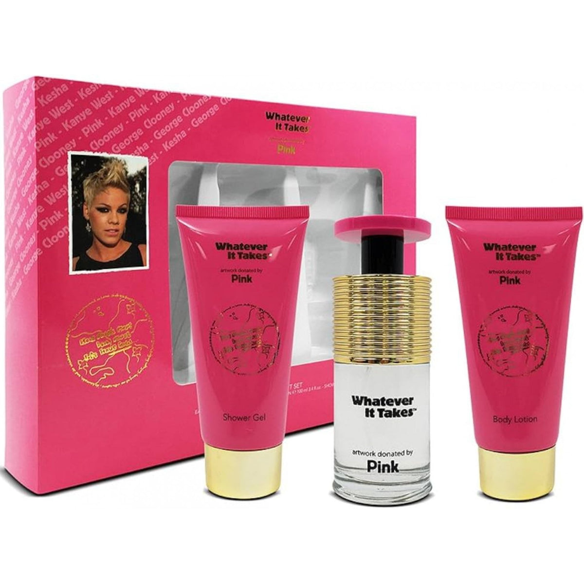 Pink Whatever It Takes Gift Set 100ml EDP Spray - Body Lotion 100ml - Shower Gel 100ml