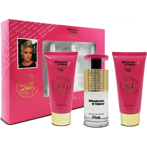 Pink Whatever It Takes Gift Set 100ml EDP Spray - Body Lotion 100ml - Shower Gel 100ml