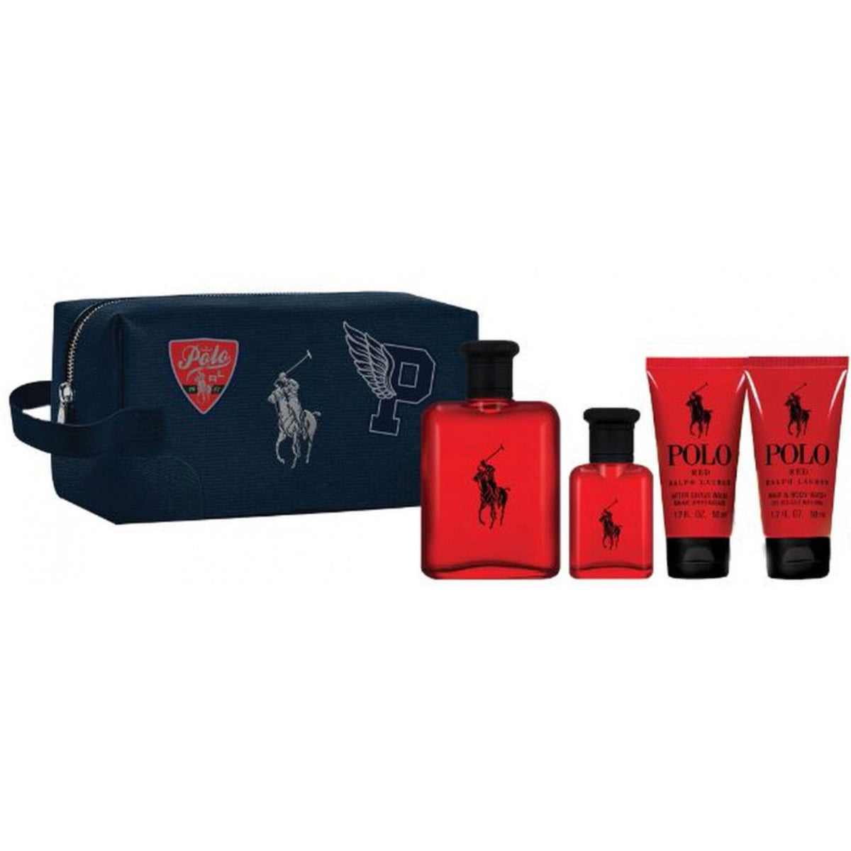 Ralph Lauren Polo Red 4 Piece Gift Set EDT 125ml - EDT 40ml - Hair & Body Wash 50ml - Aftershave Balm 50ml