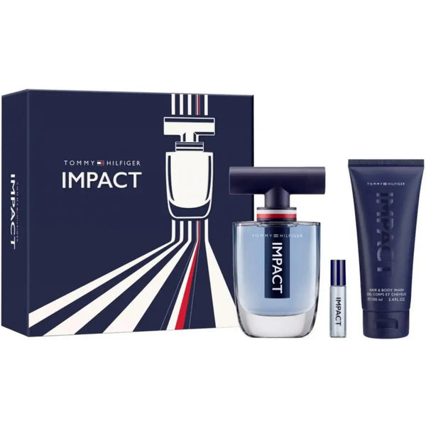 Tommy Hilfiger Impact Gift Set 100ml EDT Spray - Body Wash 100ml - EDT 4ml