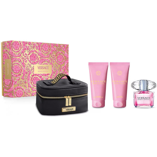 Versace Bright Crystal Gift Set EDT 90ml - Shower Gel 100ml - Body Lotion 100ml - Pouch