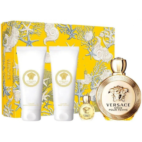 Versace Eros Pour Femme Gift Set EDP 100ml - EDP 5ml - Body Lotion 100ml - Shower Gel 100ml