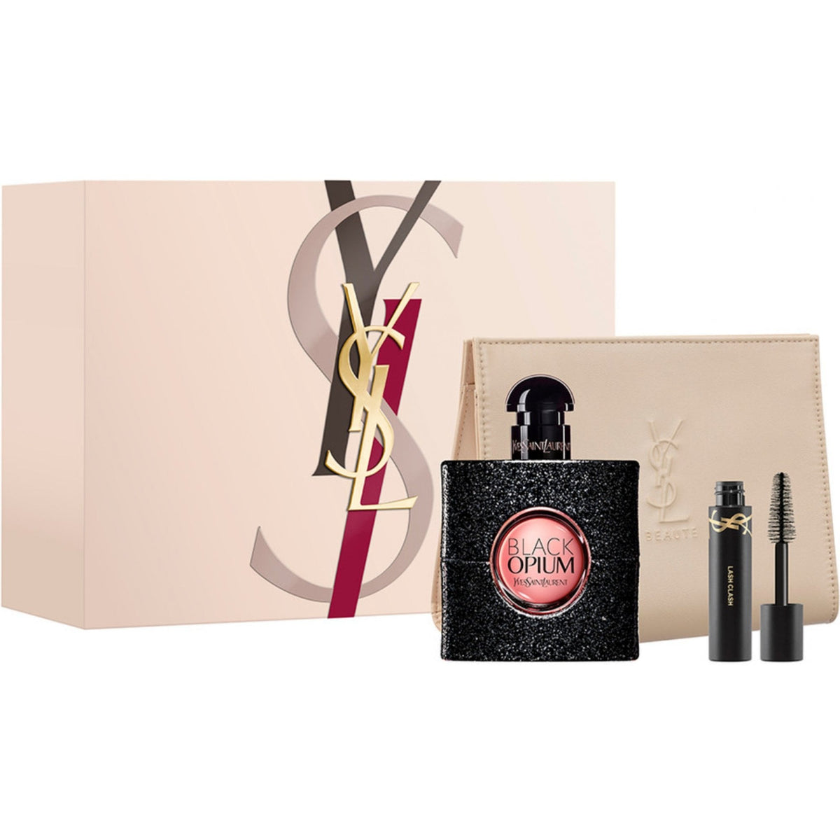 Yves Saint Laurent Black Opium Set - 50ml EDP Spray + 2ml Mascara + Pouch