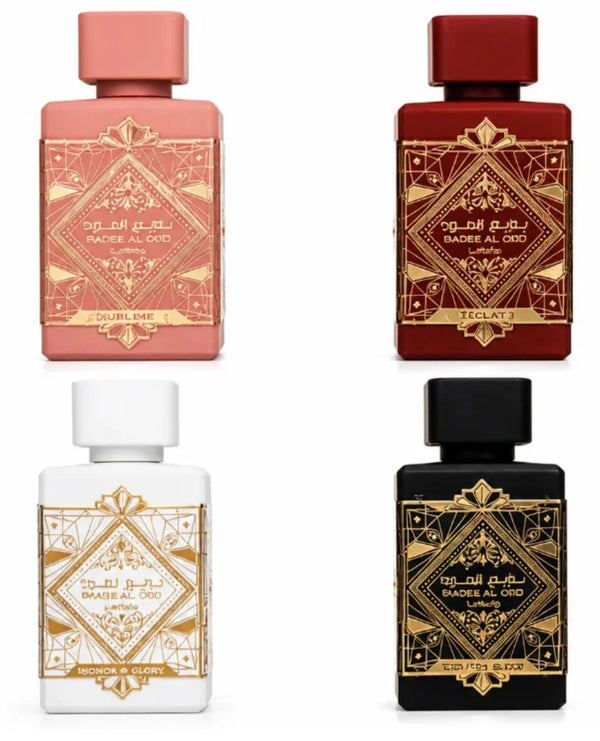 Lattafa Bade'e Al Oud Collection Gift Set Sublime 25ml EDP + Noble Blush 25ml EDP + Glory 25ml EDP + Honor & Glory 25ml EDP