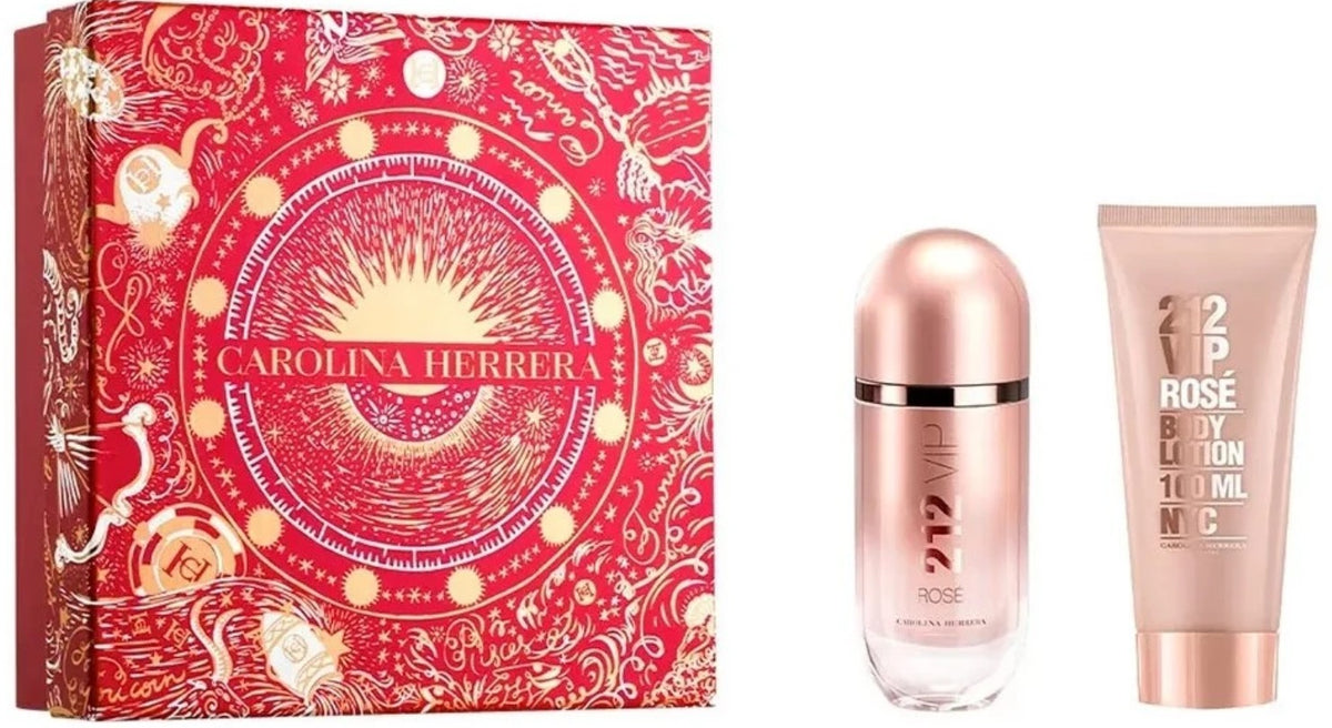 Carolina Herrera 212 VIP Rose 80ml EDP Spray + 100ml Body Lotion Gift Set
