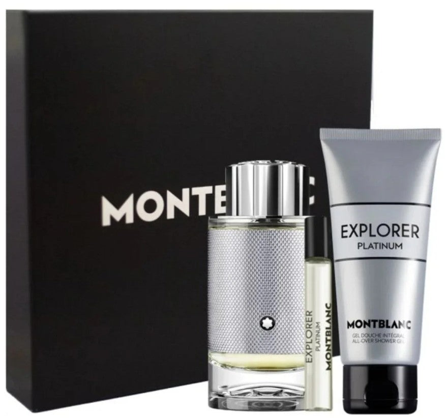 Montblanc Explorer Platinum Gift Set 100ml EDP Spray + 7.5ml EDP Spray + 100ml Shower Gel