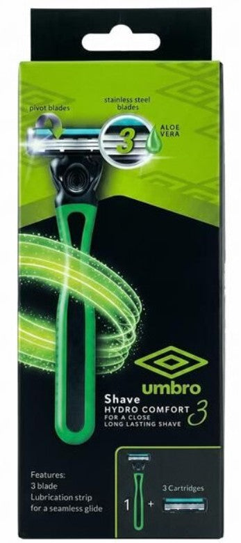 Umbro Shave Kit Handle + 3 Cartridges Green