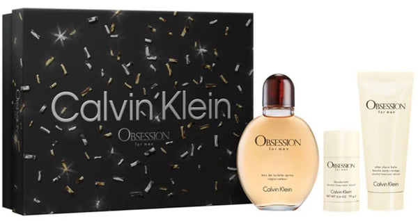 Calvin Klein Obsession For Men Gift Set EDT 125ml + Aftershave Balm 75ml + Deodorant Stick 75g