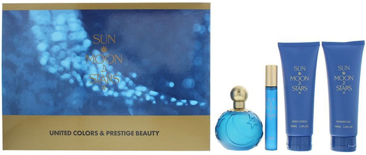 United Colors & Prestige Beauty Sun Moon Stars Gift Set 100ml EDT + 10ml EDT + 100ml Body Lotion + 100ml Shower Gel