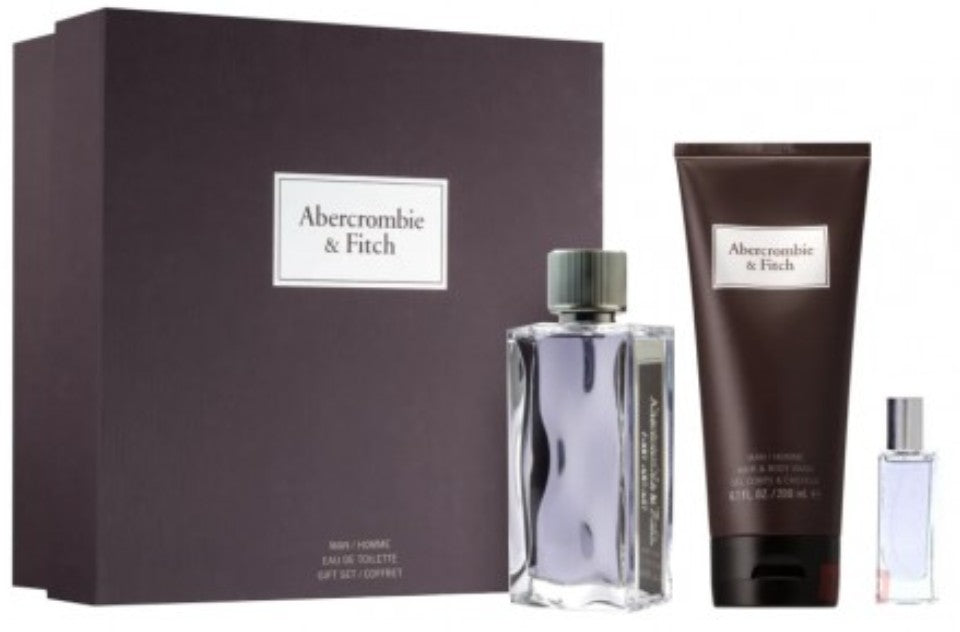 Abercrombie & Fitch First Instinct Gift Set 100ml EDT + 15ml EDT + Hair & Body Wash 200ml