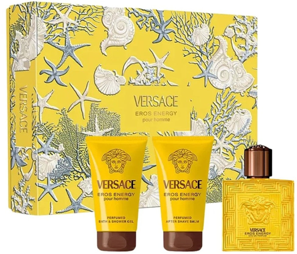 Versace Eros Energy 50ml EDP Spray + 50ml Shower Gel + 50ml Aftershave Balm Gift Set