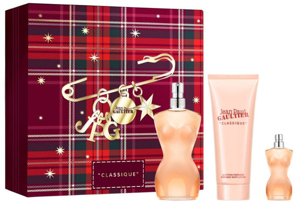 Jean Paul Gaultier Classique 50ml EDT Spray + 75ml Body Lotion + 6ml EDT Miniature Gift Set