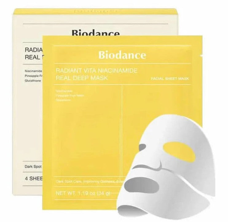 Biodance Radiant Vita Niacinamide Real Deep Mask Sheet 4 x 34g