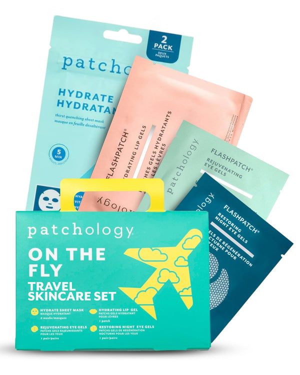 Patchology On The Fly Travel Set Hydrate Sheet Mask 2pcs + Flash Eye Gel + Hydrating Lip Gel + Restoring Eye Gel