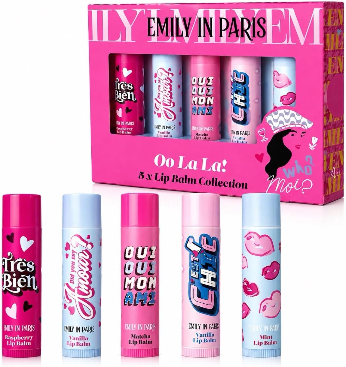 Emily In Paris Lip Balm Set 4 x 4g - Orange, Strawberry Melon, Pineapple & Peach