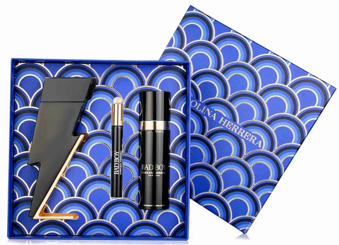 Carolina Herrera Bad Boy Gift Set: 100ml EDT Spray + 100ml Deodorant Spray + 10ml EDT Spray