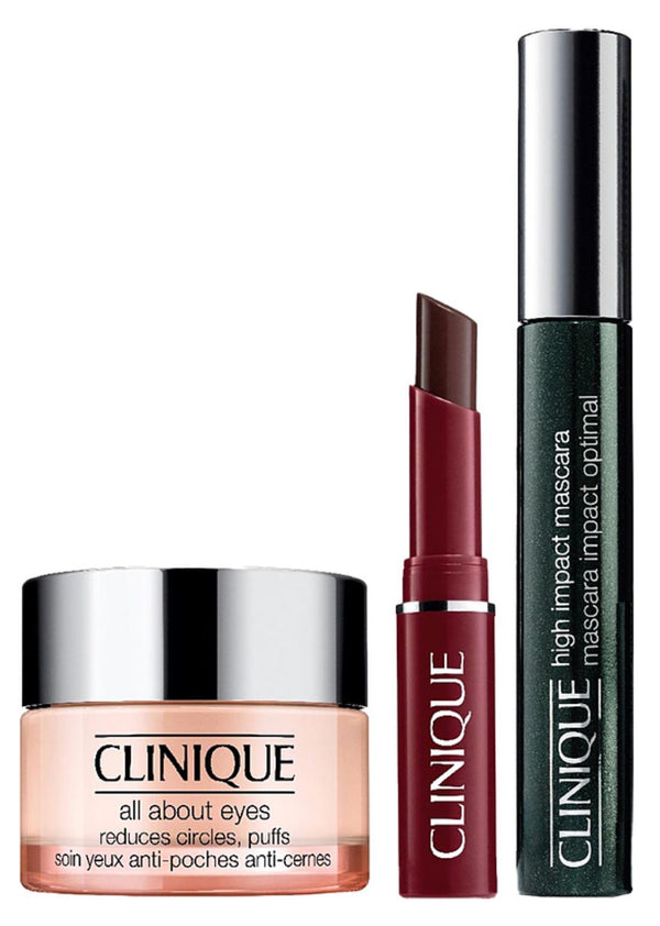 Clinique Mixed Set: All About Eyes Cream 15ml + High Impact Mascara Black 7ml +  Lipstick Black Honey Mini 1.2g