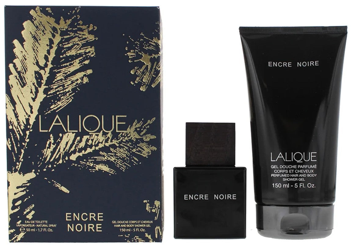 Lalique Encre Noire Gift Set: 50ml EDT Spray + 150ml Shower Gel