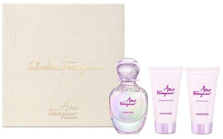Salvatore Ferragamo Amo Flowerful Gift Set EDT 50ml + Body Lotion 50ml + Shower Gel 50ml