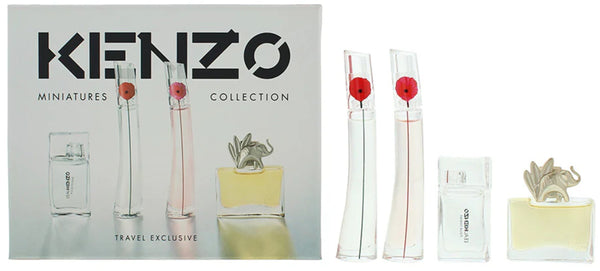 Kenzo Flower Gift Set Flower Eau De Parfum 4ml - Flower By Poppy Bouquet Eau De Parfum 4ml - L'eau Eau De Toilette 5ml - Jungle Eau De Parfum