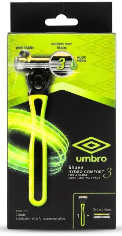 Umbro Shave Kit Handle + 10 Cartridges Green