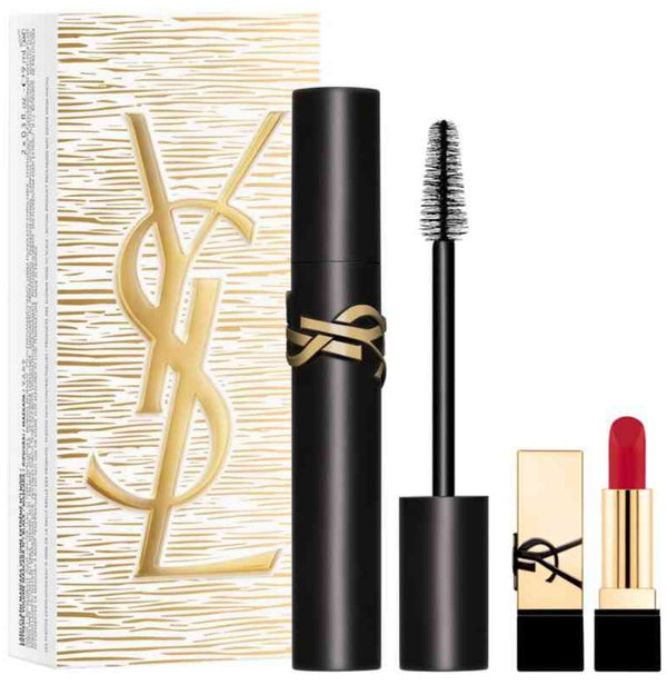 YSL Gift Set Lash Clash Extreme Volume Mascara 9ml - No1 Black + Rouge Pur Couture Mini Reno Lipstick
