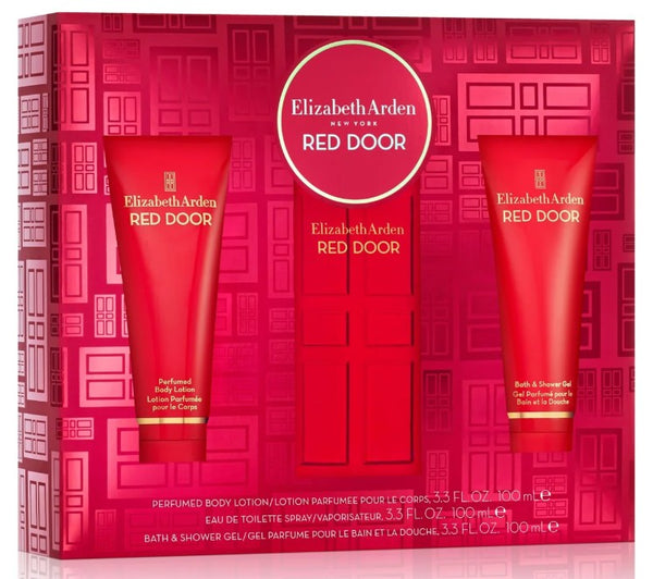 Elizabeth Arden Red Door 100ml EDT Spray + 100ml Body Lotion + 100ml Shower Gel Gift Set