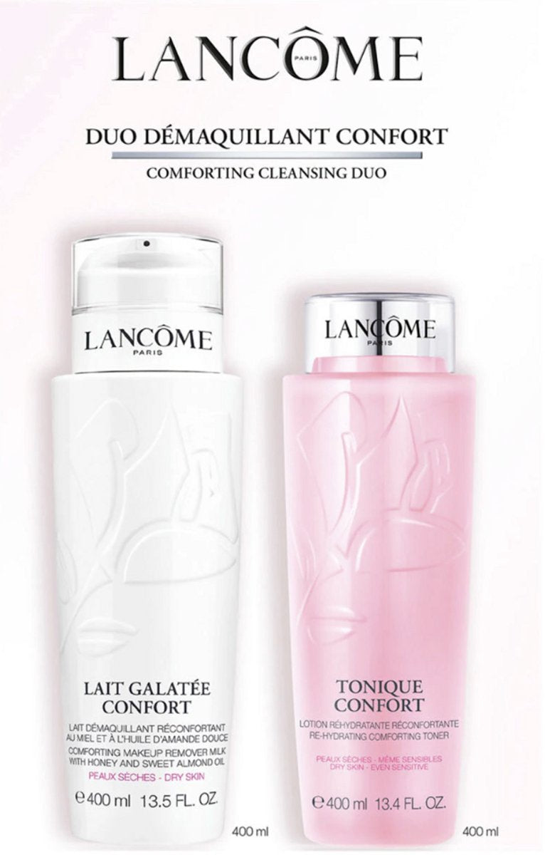 Lancome Gift Set Lait Galatée Confort 400ml Make-Up Remover Milk + Tonique Confort 400ml Toner