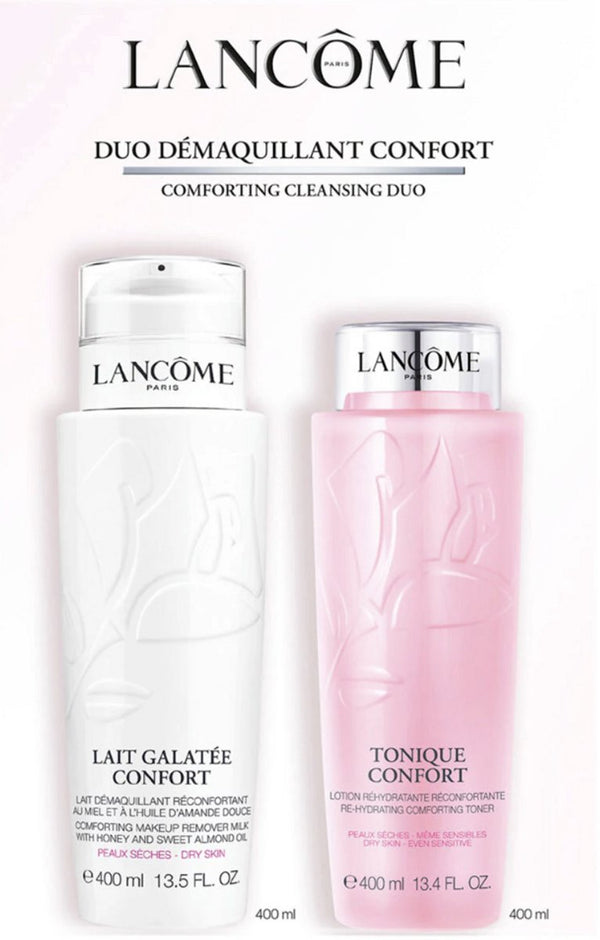 Lancome Gift Set Lait Galatée Confort 400ml Make-Up Remover Milk + Tonique Confort 400ml Toner