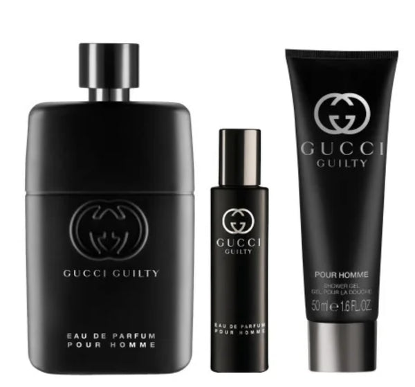 Gucci Guilty Pour Homme Gift Set: 90ml EDP Spray + 15ml EDP Spray + 50ml Shower Gel